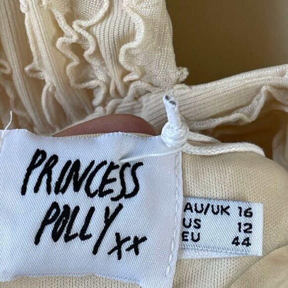 Princess Poly CHAYSE TOP BEIGE Halter cropped stretch deep V Size 12 NEW NWT - Picture 9 of 13